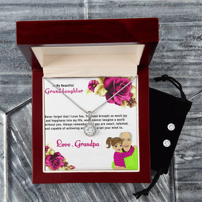 To My Lovely Granddaughter | Eternal Hope Necklace & Earring Set, Gift from Grandpa to Granddaughter