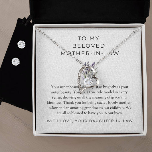To My Beloved Mother-in-law | Forever Love Necklace & Earring Set | Treasured Mother-in-law Gift
