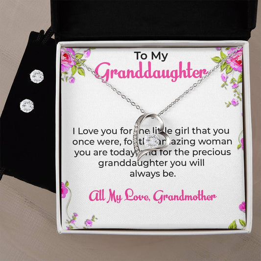 To My Special Granddaughter | Forever Love Necklace & Earring Set, Grandmother & Granddaughter Bond Necklace