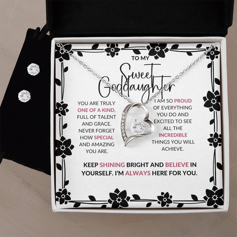 To My Sweet Goddaughter | Forever Love Necklace & Earring Set | A Beautiful Reminder of Our Bond | Goddaughter Gift