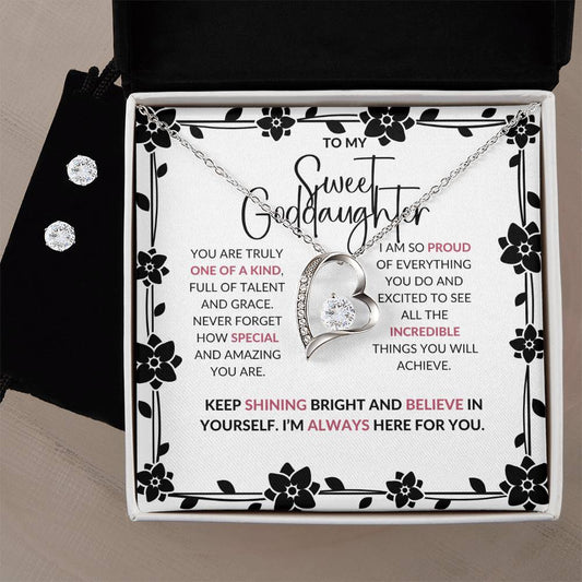 To My Sweet Goddaughter | Forever Love Necklace & Earring Set | A Beautiful Reminder of Our Bond | Goddaughter Gift