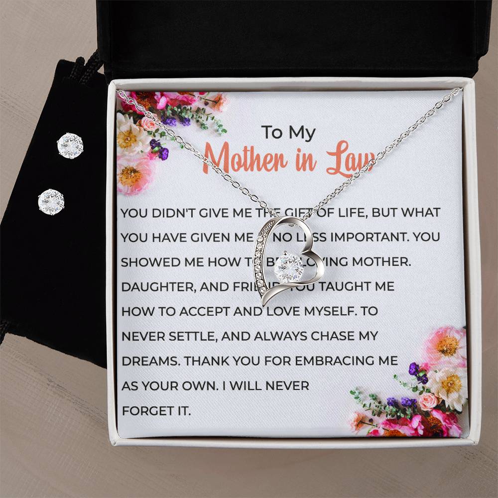 To My Cherished Mother-in-law | Forever Love Necklace & Earring Set | Loving Gift for Mother-in-law