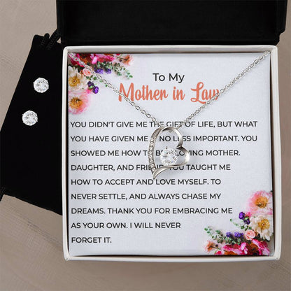 To My Cherished Mother-in-law | Forever Love Necklace & Earring Set | Loving Gift for Mother-in-law