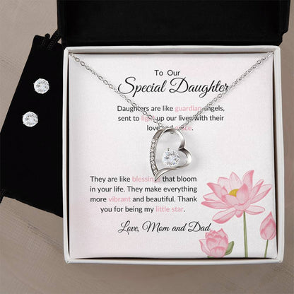To My Special Daughter – Stunning Forever Love Necklace & Earrings Bundle Gift