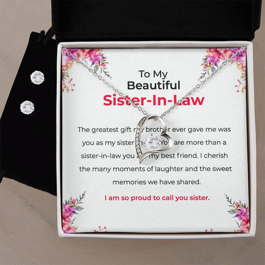 To My Beautiful Sister-in-Law | Forever Love Necklace & Earring Set | Gift for Sister-in-Law