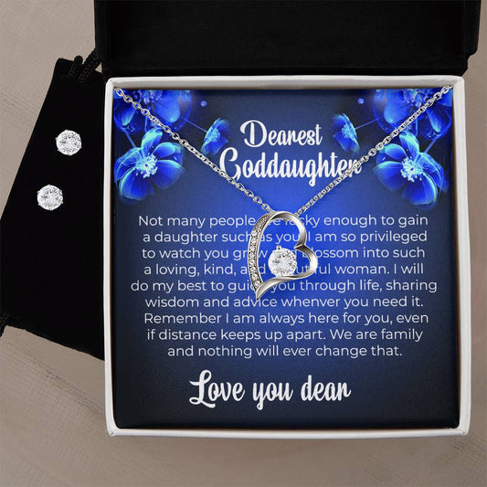 To My Dearest Goddaughter | Forever Love Necklace & Earring Set | A Symbol of Endless Love and Support | Goddaughter Gift