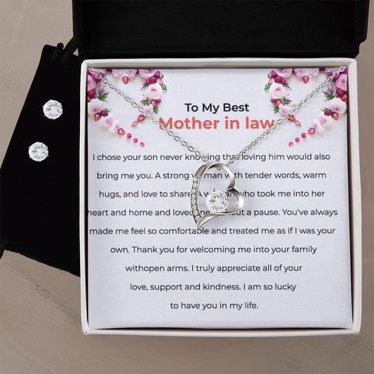 To the Best Mother-in-law | Forever Love Necklace & Earring Set | Elegant Gift for Mother-in-law