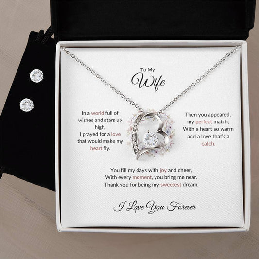 To My Beloved Wife, The Woman I Prayed For - Forever Love Necklace & Earring Set