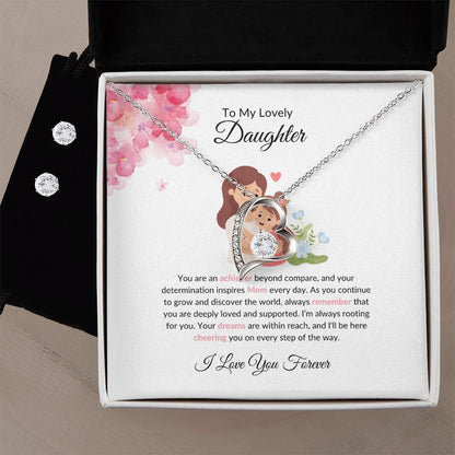 To My Beautiful Daughter | Classic Forever Love Necklace & Earrings Jewelry  Bundle