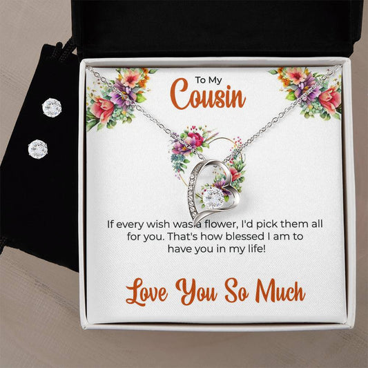 Cousin Necklace | To My Cousin My Best Friend - Forever Love Necklace & Earring Set | Cousin Friendship Necklace