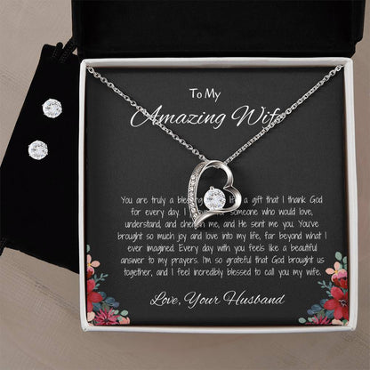 To My Amazing Wife, My Forever Love - Forever Love Necklace & Earring Set