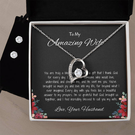 To My Amazing Wife, My Forever Love - Forever Love Necklace & Earring Set