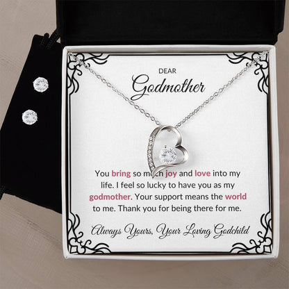 To My Lovely Godmother Forever Love Necklace & Earring Set | Godmother Gift | Godmother Necklace