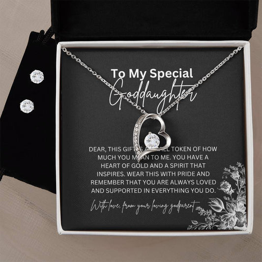 To My Special Goddaughter | Forever Love Necklace & Earring Set | A Timeless Expression of Love | Goddaughter Gift
