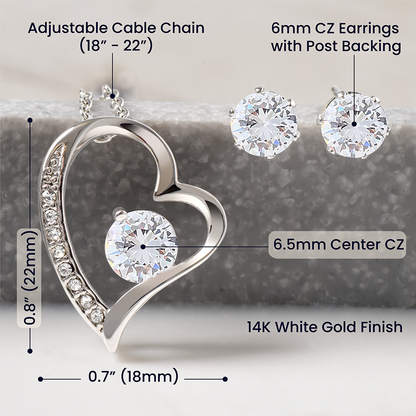 To My Special Granddaughter | Forever Love Necklace & Earring Set, Grandmother & Granddaughter Bond Necklace