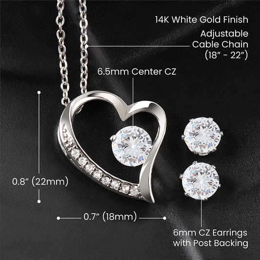 To My Little Starlet - From Aunt to Niece Forever Love Necklace With Earrings - SOUVMOUR