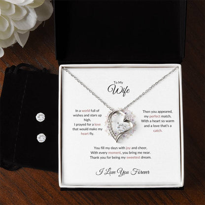 To My Beloved Wife, The Woman I Prayed For - Forever Love Necklace & Earring Set