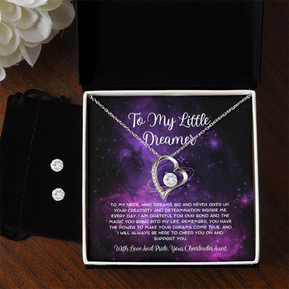 To My Little Dreamer - From Aunt to Niece Forever Love Necklace With Earrings - SOUVMOUR