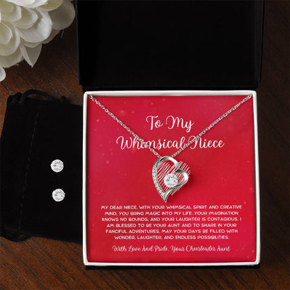To My Whimsical Niece - From Aunt to Niece Forever Love Necklace With Earrings - SOUVMOUR
