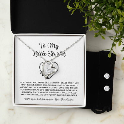To My Little Starlet - From Aunt to Niece Forever Love Necklace With Earrings - SOUVMOUR