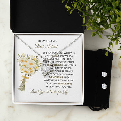 To My Forever Best Friend - Forever Love Necklace and Earrings Set | Gift for Best Friend | Friendship Gift