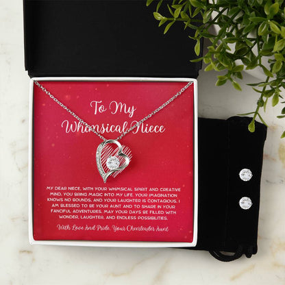 To My Whimsical Niece - From Aunt to Niece Forever Love Necklace With Earrings - SOUVMOUR