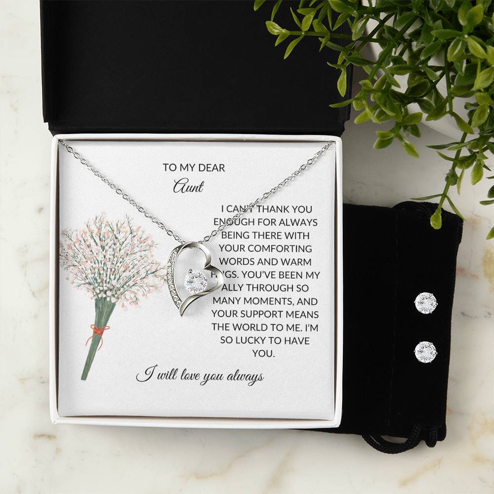 For My Dear Aunt – Radiant Forever Love Necklace and Earring Set - SOUVMOUR