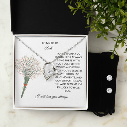 For My Dear Aunt – Radiant Forever Love Necklace and Earring Set - SOUVMOUR