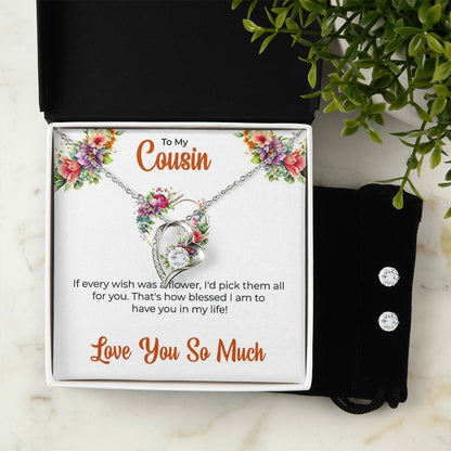 Cousin Necklace | To My Cousin My Best Friend - Forever Love Necklace & Earring Set | Cousin Friendship Necklace