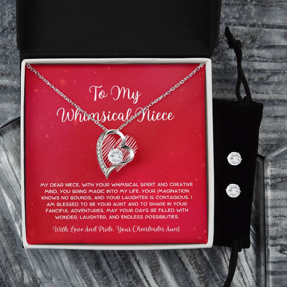 To My Whimsical Niece - From Aunt to Niece Forever Love Necklace With Earrings - SOUVMOUR