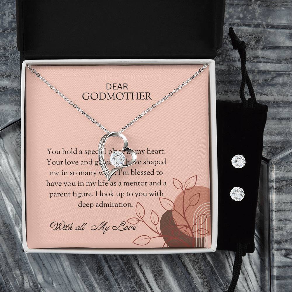 To My Special Godmother Forever Love Necklace & Earring Set | Godmother Gift | Godmother Necklace
