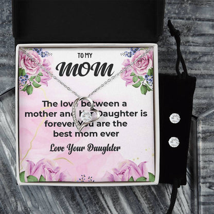 To My Mom | Elegant Forever Love Necklace and Earrings | Mother-Daughter Bond Jewelry | Necklace Gift For Mom