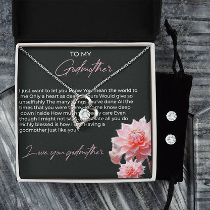 To My Godmother Forever Love Necklace & Earring Set | Godmother Gift | Godmother Necklace