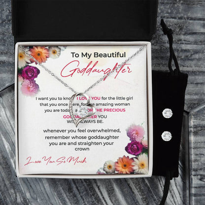 To My Beautiful Goddaughter | Forever Love Necklace & Earring Set | A Cherished Token of Affection | Goddaughter Gift