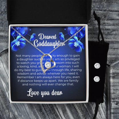To My Dearest Goddaughter | Forever Love Necklace & Earring Set | A Symbol of Endless Love and Support | Goddaughter Gift