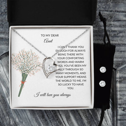 For My Dear Aunt – Radiant Forever Love Necklace and Earring Set - SOUVMOUR