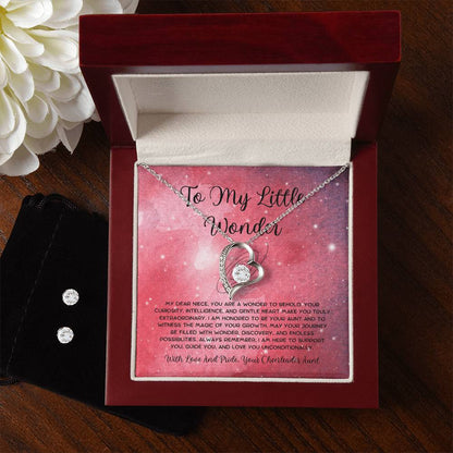 To My Little Wonder - From Aunt to Niece Forever Love Necklace With Earrings - SOUVMOUR