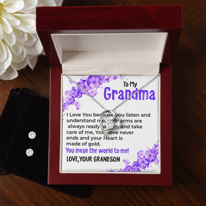 To My Grandma, My World | Stunning Forever Love Necklace Gift from Grandson | Gift for Grandma