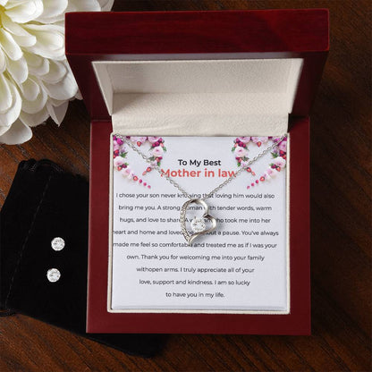 To the Best Mother-in-law | Forever Love Necklace & Earring Set | Elegant Gift for Mother-in-law