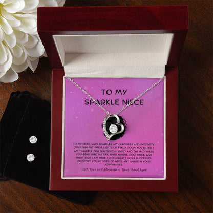 To My Sparkle Niece - From Aunt to Niece Forever Love Necklace With Earrings - SOUVMOUR