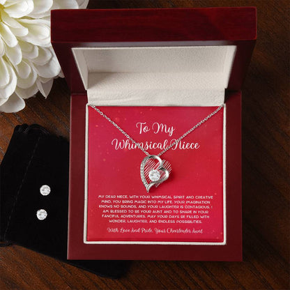 To My Whimsical Niece - From Aunt to Niece Forever Love Necklace With Earrings - SOUVMOUR