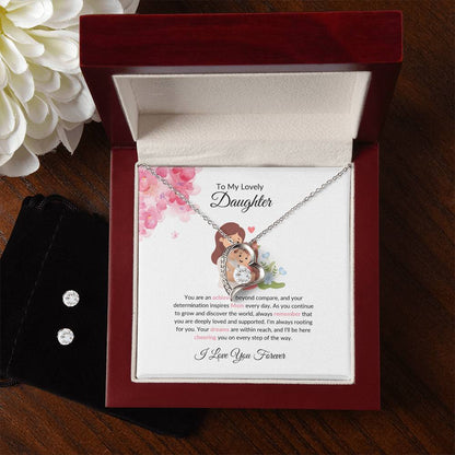 To My Beautiful Daughter | Classic Forever Love Necklace & Earrings Jewelry  Bundle