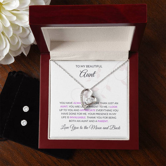 To My Aunt Necklace – Beautiful Classic Forever Love Necklace and Earring Set Gift - SOUVMOUR