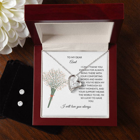 For My Dear Aunt – Radiant Forever Love Necklace and Earring Set - SOUVMOUR