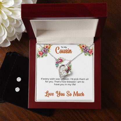 Cousin Necklace | To My Cousin My Best Friend - Forever Love Necklace & Earring Set | Cousin Friendship Necklace