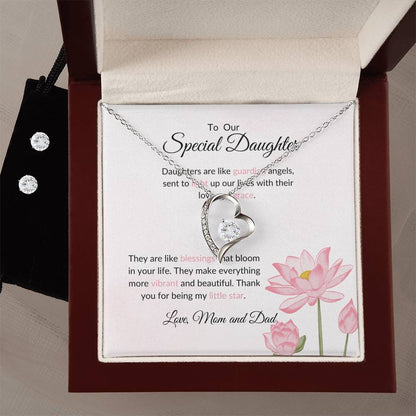 To My Special Daughter – Stunning Forever Love Necklace & Earrings Bundle Gift