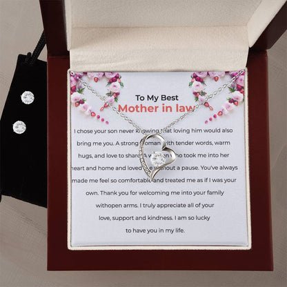 To the Best Mother-in-law | Forever Love Necklace & Earring Set | Elegant Gift for Mother-in-law