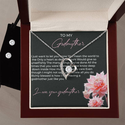 To My Godmother Forever Love Necklace & Earring Set | Godmother Gift | Godmother Necklace
