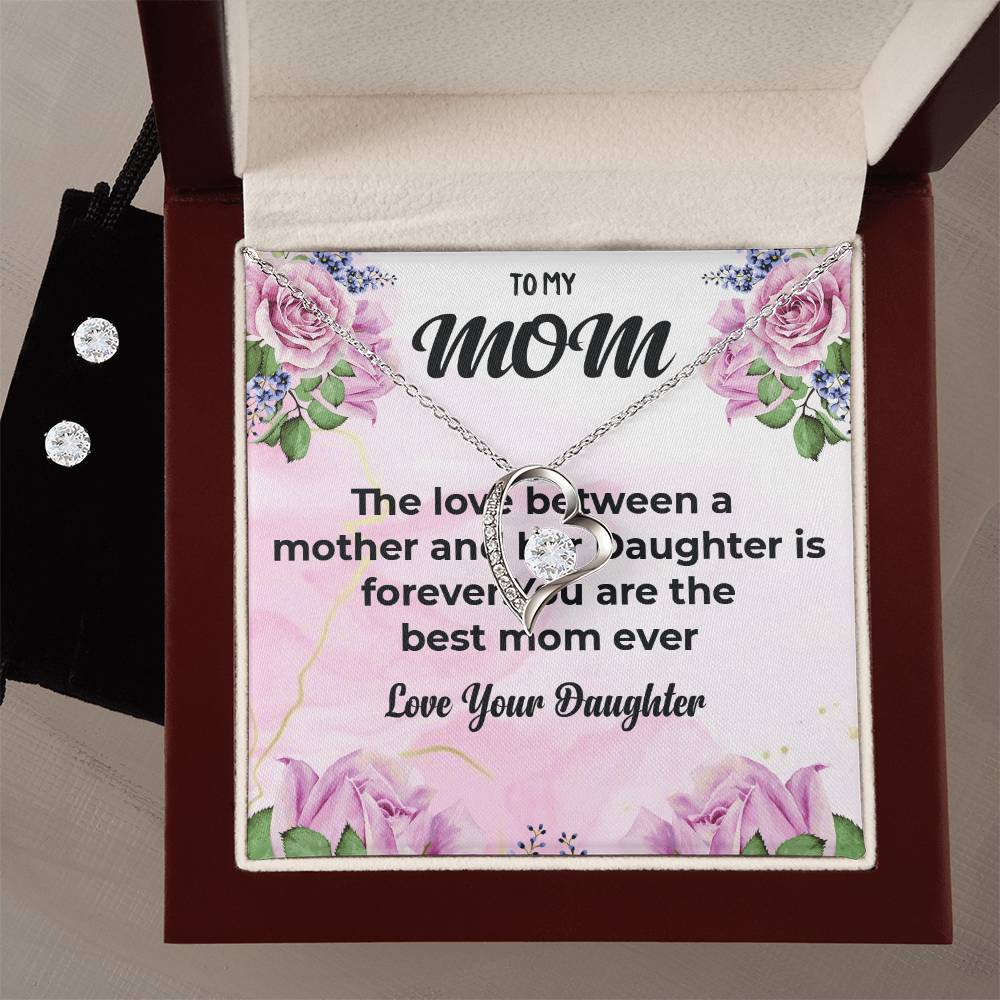 To My Mom | Elegant Forever Love Necklace and Earrings | Mother-Daughter Bond Jewelry | Necklace Gift For Mom