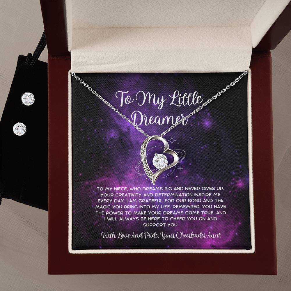 To My Little Dreamer - From Aunt to Niece Forever Love Necklace With Earrings - SOUVMOUR